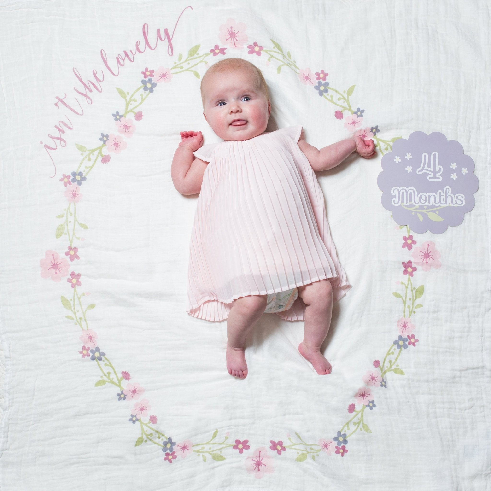 Lulujo - Cotton Swaddle & Milestone Marker Cards Gift Set - Isn't She Lovely - Baby&More