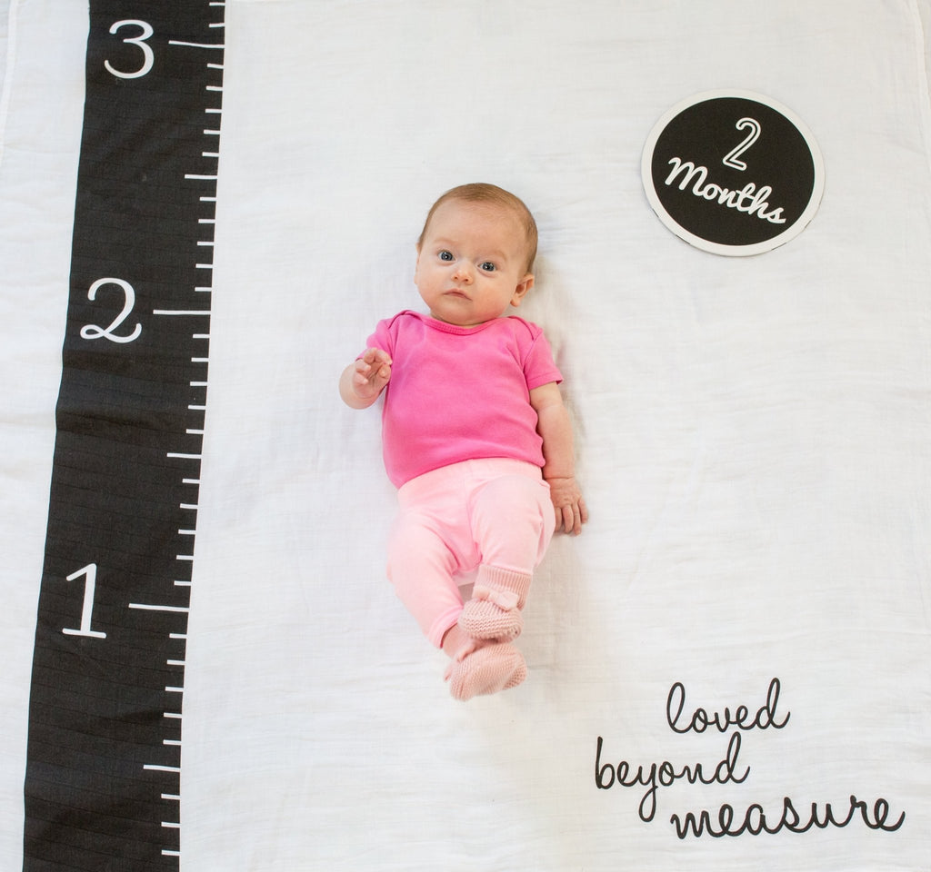 Lulujo - Cotton Swaddle & Milestone Marker Cards Gift Set - Loved Beyond Measure - Baby&More