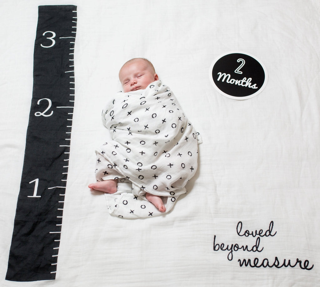 Lulujo - Cotton Swaddle & Milestone Marker Cards Gift Set - Loved Beyond Measure - Baby&More