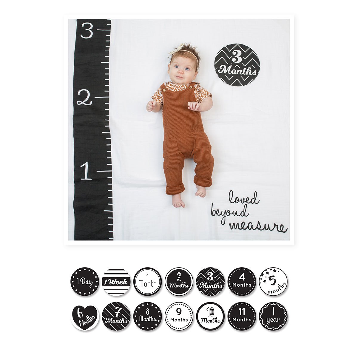 Lulujo - Cotton Swaddle & Milestone Marker Cards Gift Set - Loved Beyond Measure - Baby&More