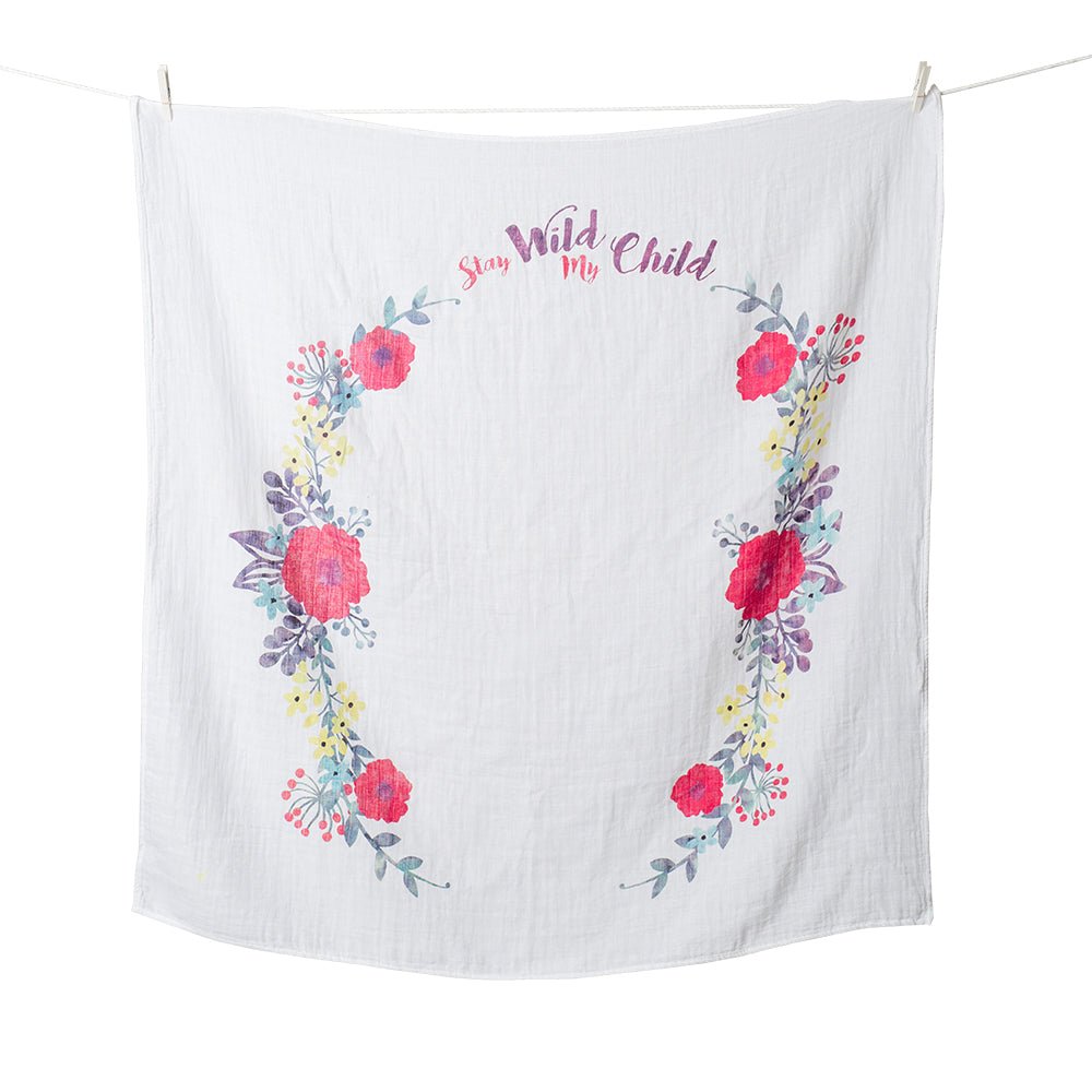 Lulujo - Cotton Swaddle & Milestone Marker Cards Gift Set - Stay Wild My Child - Baby&More