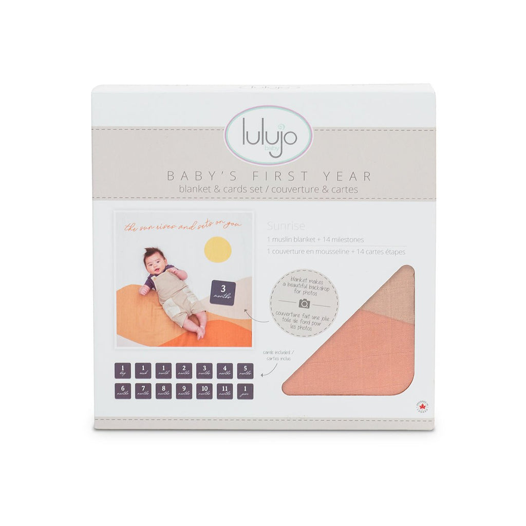 Lulujo - Cotton Swaddle & Milestone Marker Cards Gift Set - Sun Rise - Baby&More