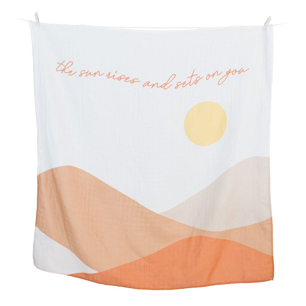Lulujo - Cotton Swaddle & Milestone Marker Cards Gift Set - Sun Rise - Baby&More