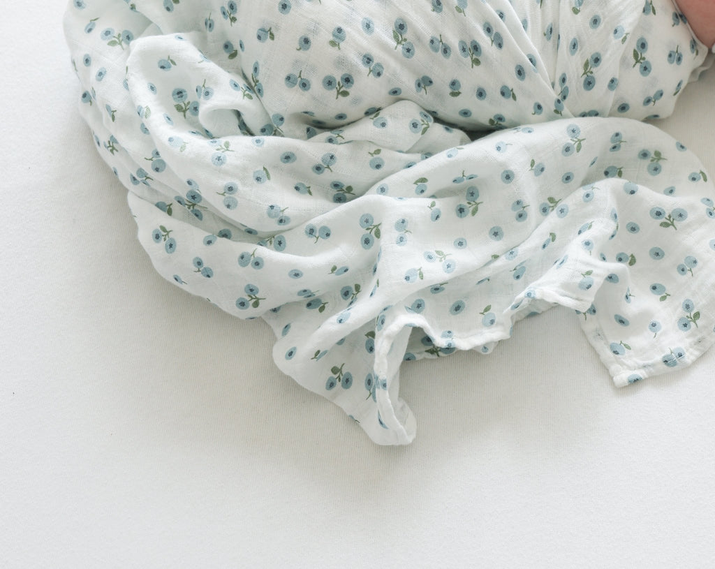 Lulujo - Muslin Swaddle - Blueberries (100cm x 100cm) - Baby&More