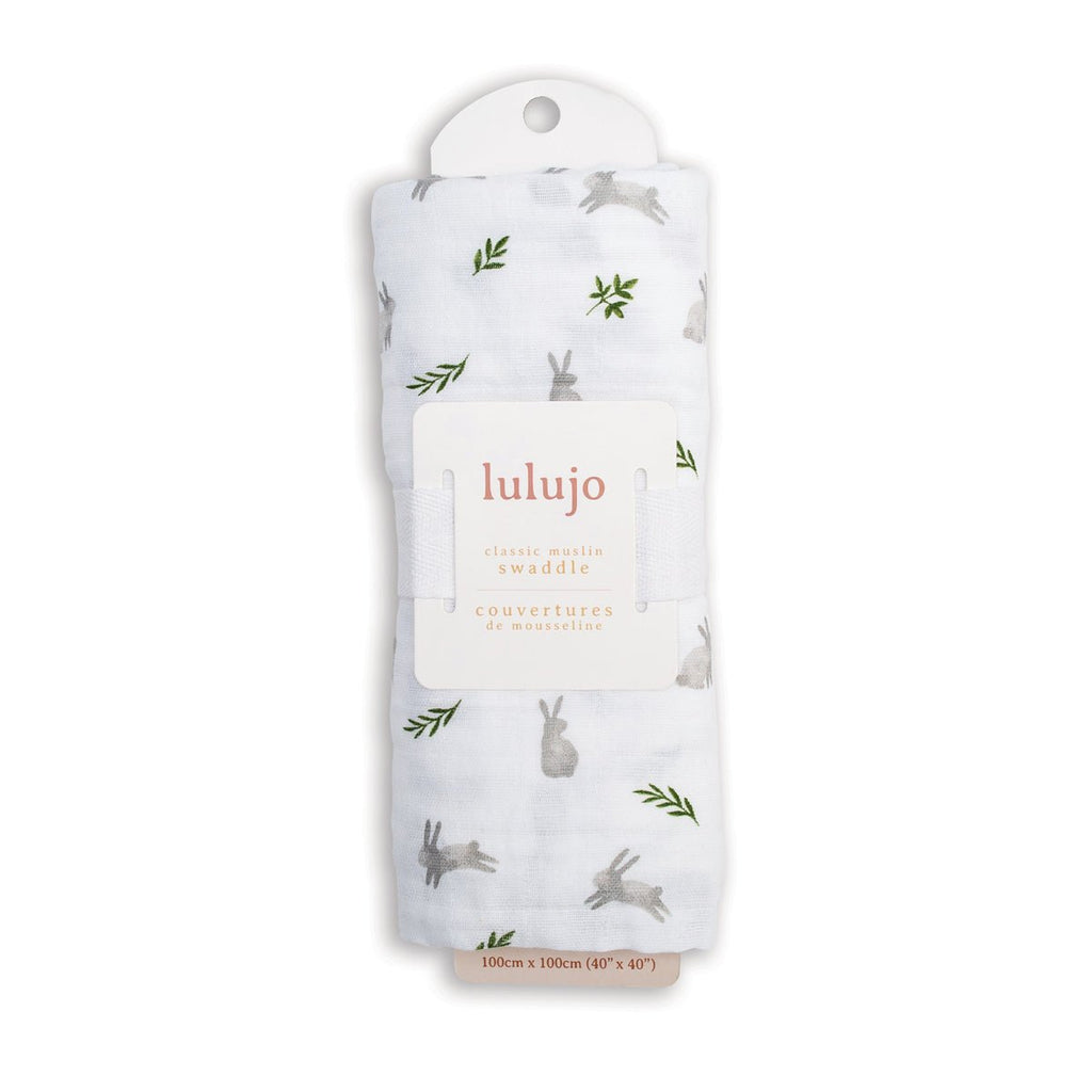 Lulujo - Muslin Swaddle - Bunnies (100cm x 100cm) - Baby&More