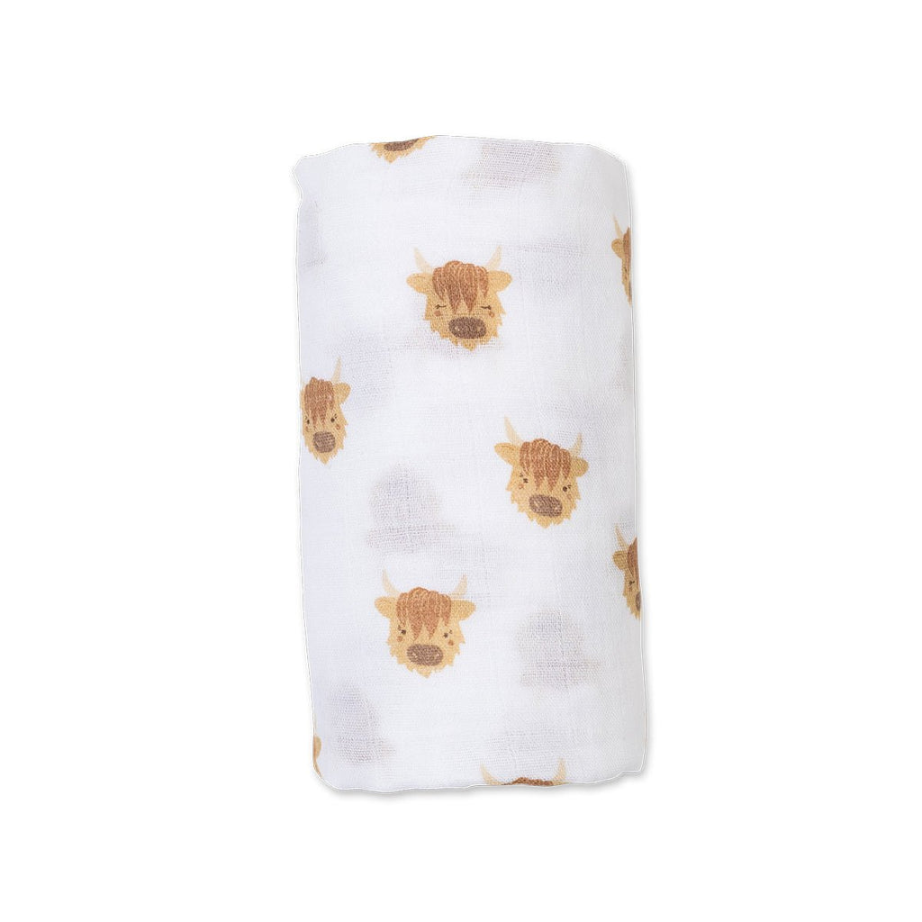 Lulujo - Muslin Swaddle - Highland Cows (100cm x 100cm) - Baby&More