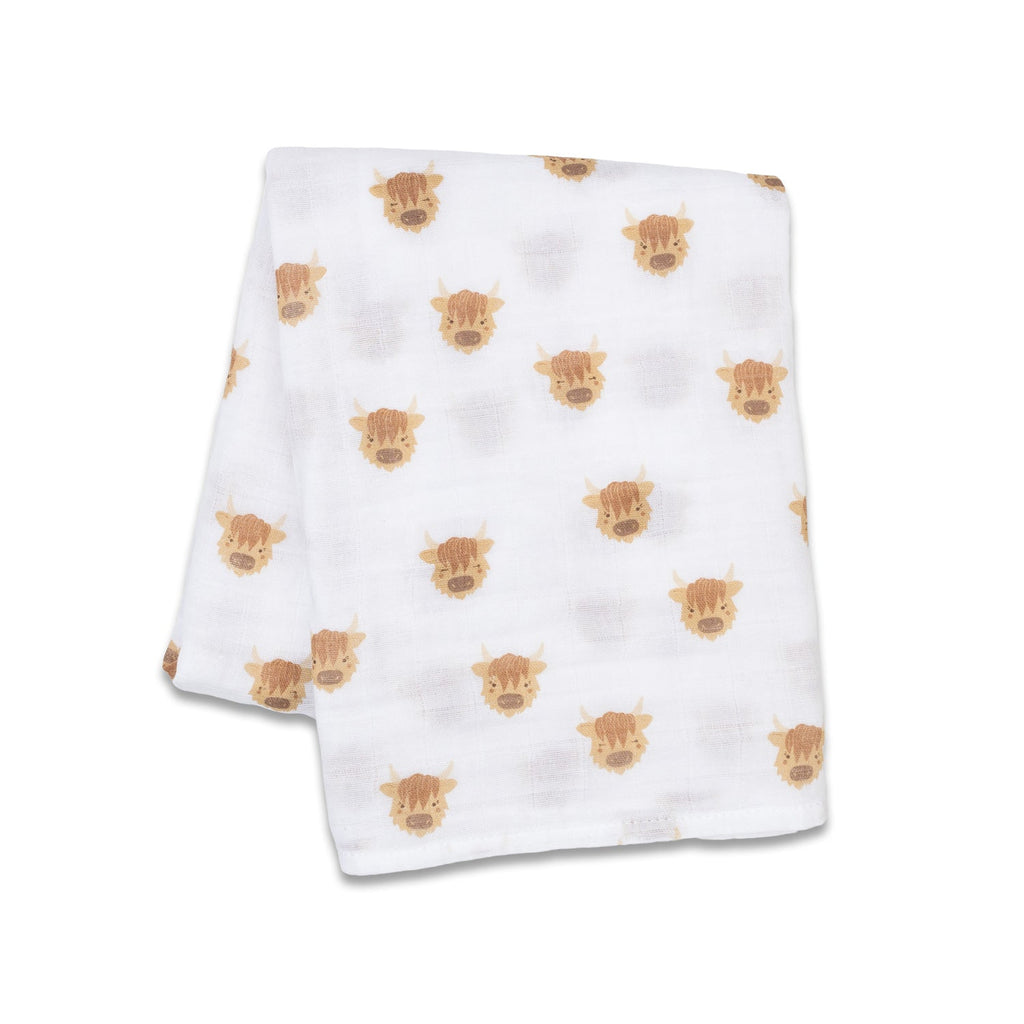 Lulujo - Muslin Swaddle - Highland Cows (100cm x 100cm) - Baby&More