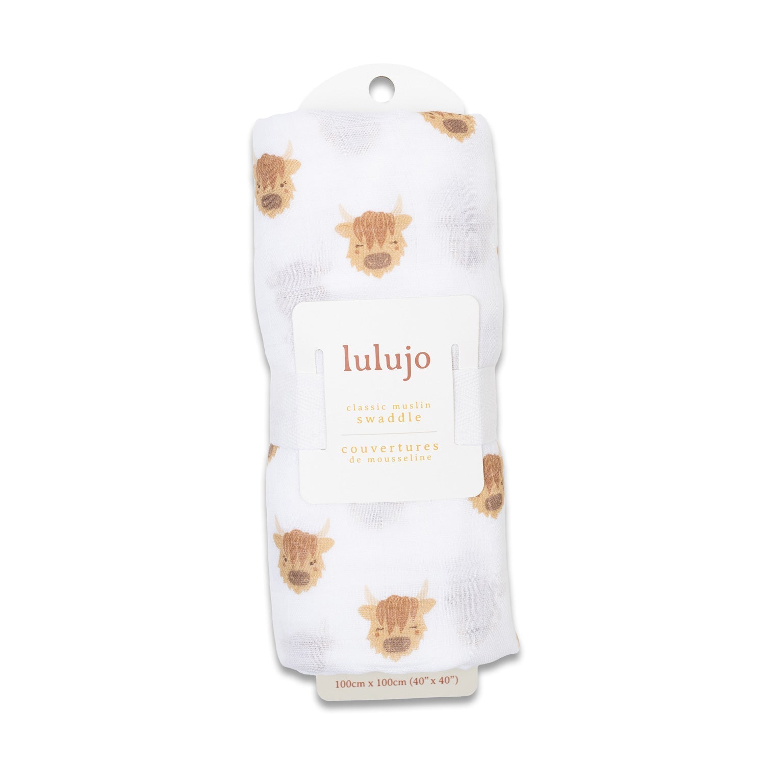 Lulujo - Muslin Swaddle - Highland Cows (100cm x 100cm) - Baby&More