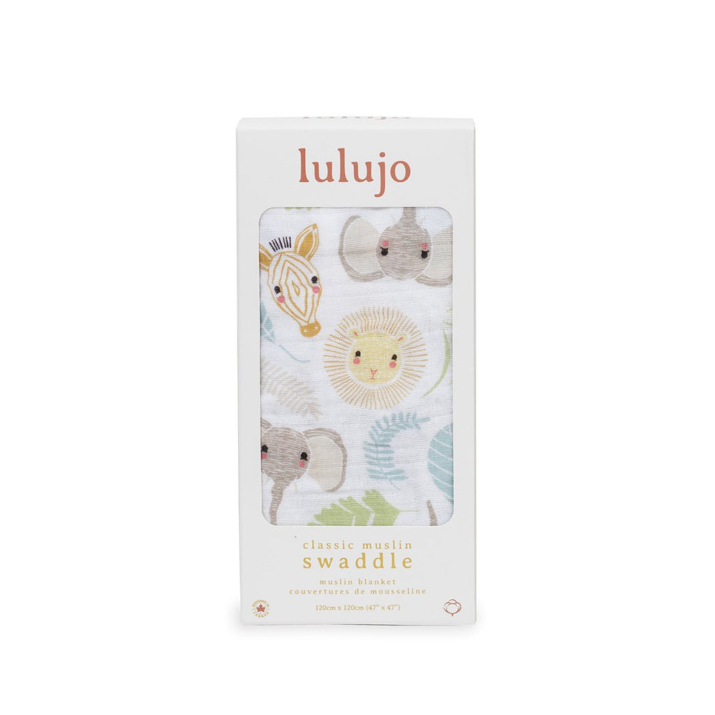 Lulujo - Muslin Swaddle Large - Jungle Safari (120cm x 120cm) - Baby&More