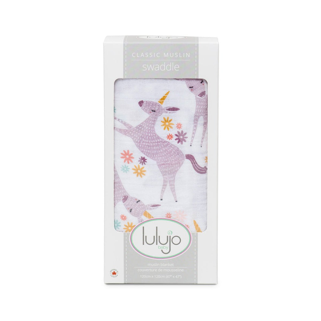 Lulujo - Muslin Swaddle Large - Unicorns (120cm x 120cm) - Baby&More