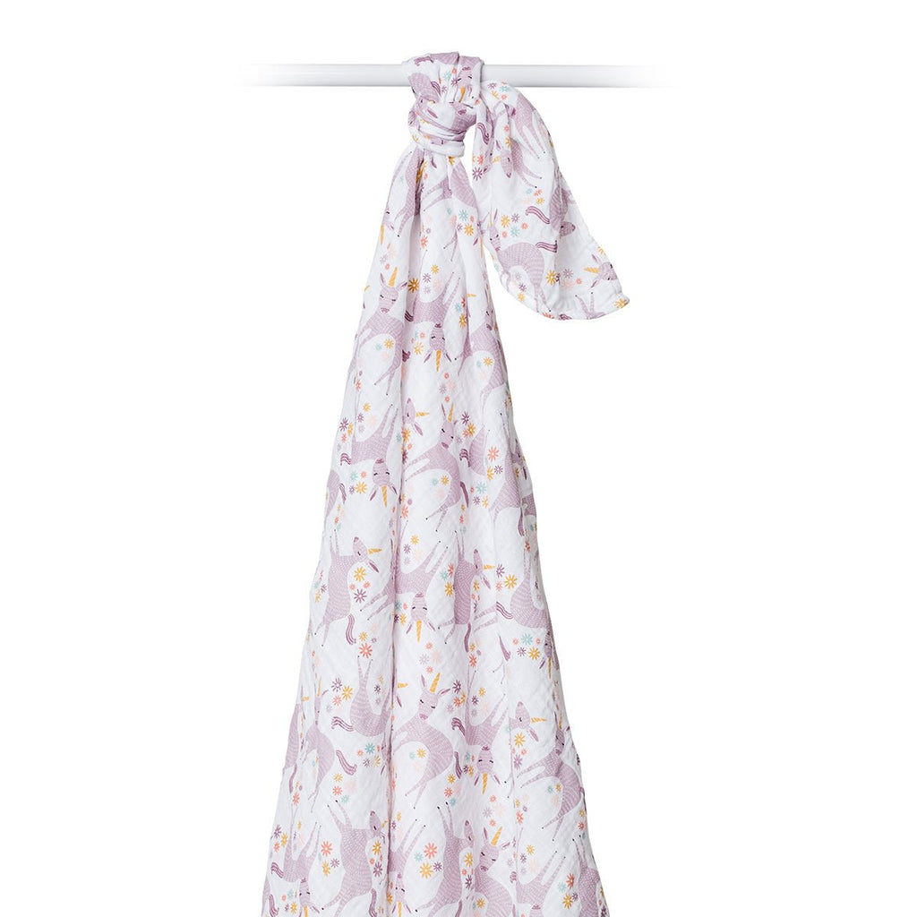 Lulujo - Muslin Swaddle Large - Unicorns (120cm x 120cm) - Baby&More