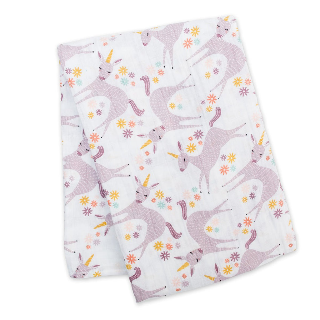 Lulujo - Muslin Swaddle Large - Unicorns (120cm x 120cm) - Baby&More