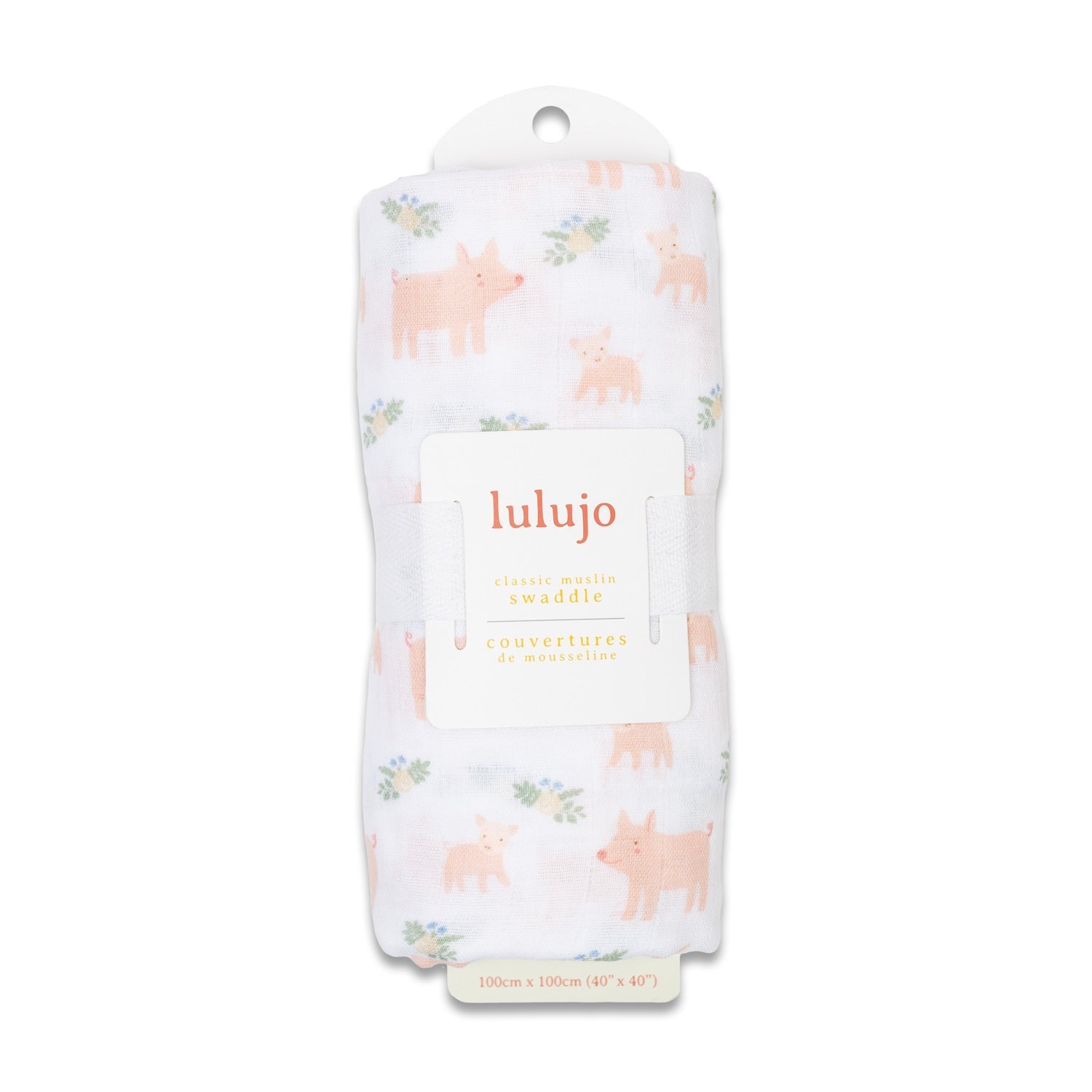 Lulujo - Muslin Swaddle - Pigs (100cm x 100cm) - Baby&More