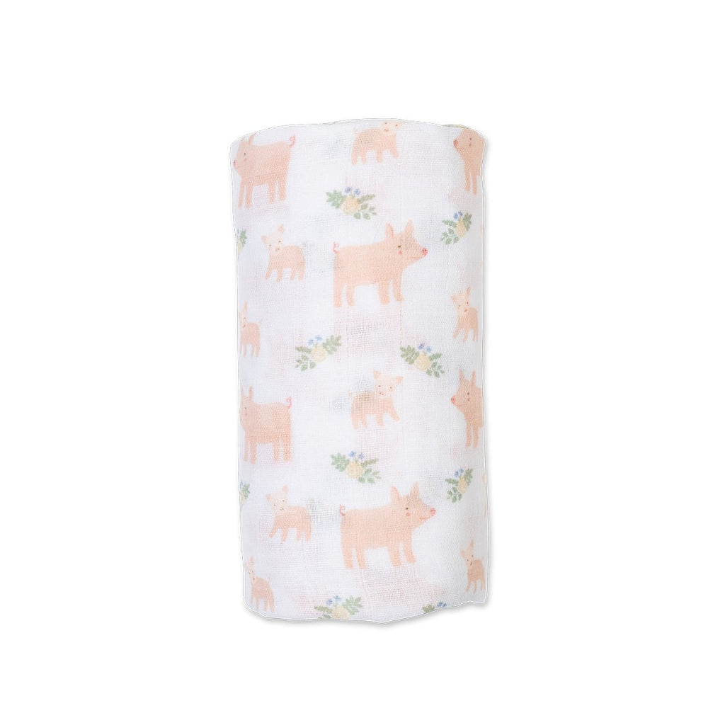 Lulujo - Muslin Swaddle - Pigs (100cm x 100cm) - Baby&More