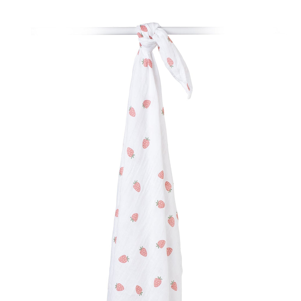 Lulujo - Muslin Swaddle - Strawberries (100cm x 100cm) - Baby&More