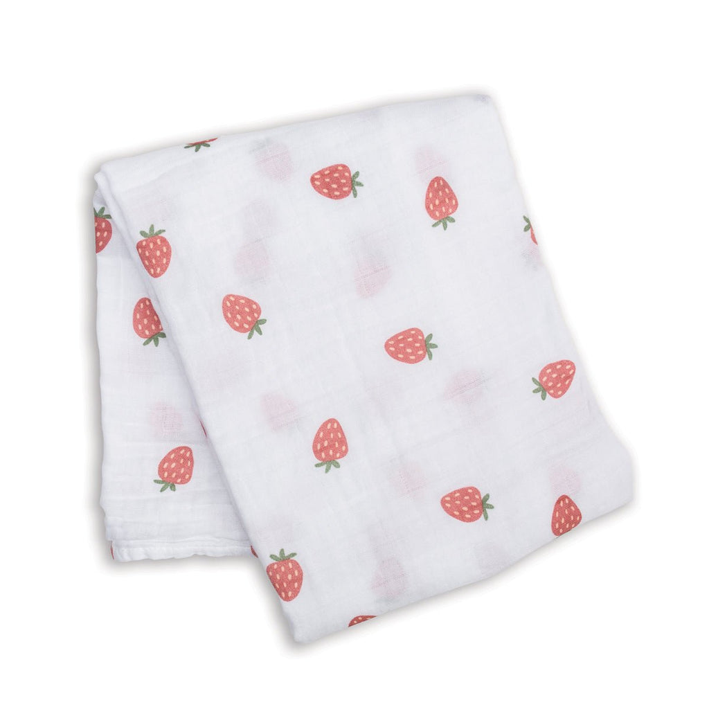 Lulujo - Muslin Swaddle - Strawberries (100cm x 100cm) - Baby&More