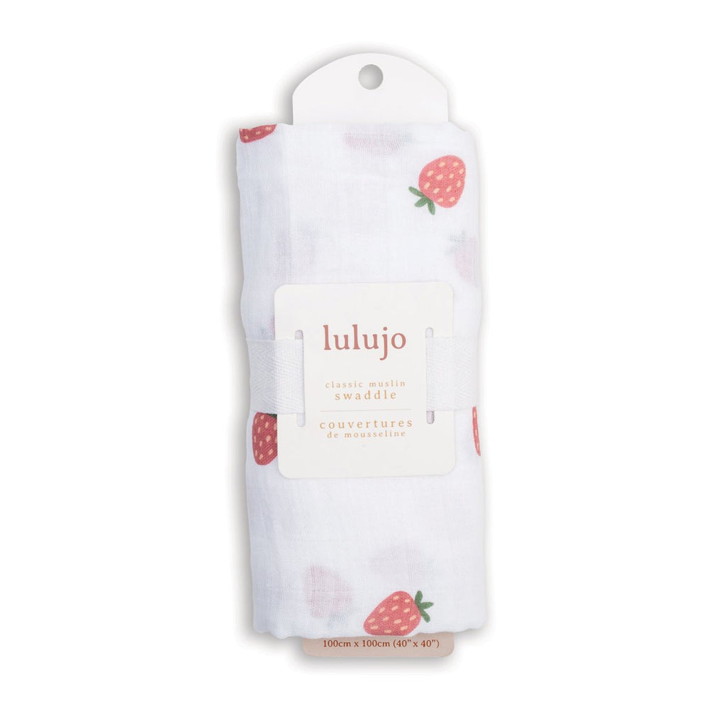 Lulujo - Muslin Swaddle - Strawberries (100cm x 100cm) - Baby&More
