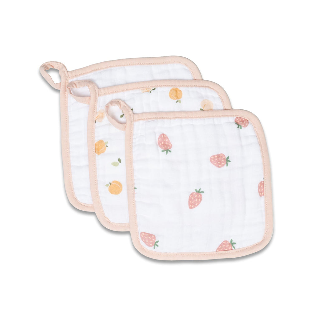 Lulujo - Washcloths - 3 Pack - Peaches, White & Strawberries - Baby&More