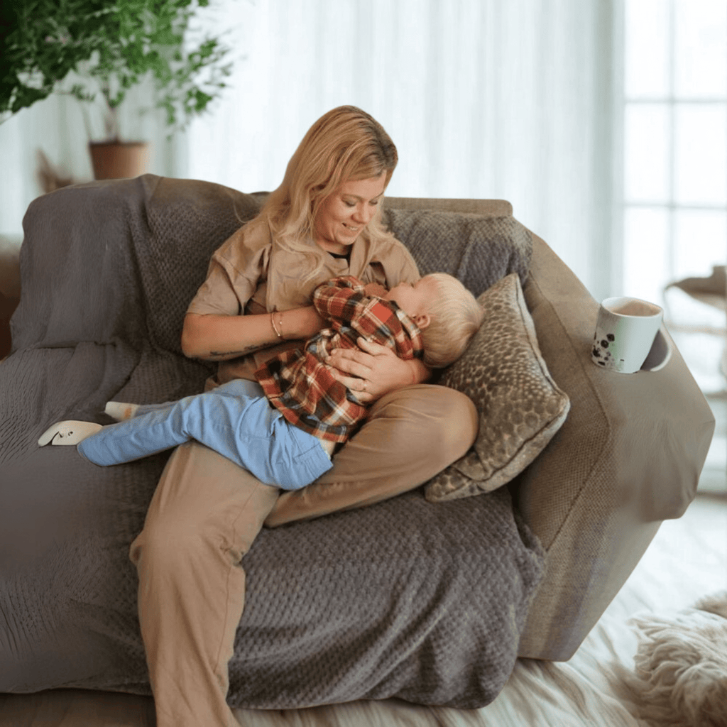 Luxurious Cotton Breastfeeding Short Sleeved Loungewear / Pyjamas - Mocha - Baby&More