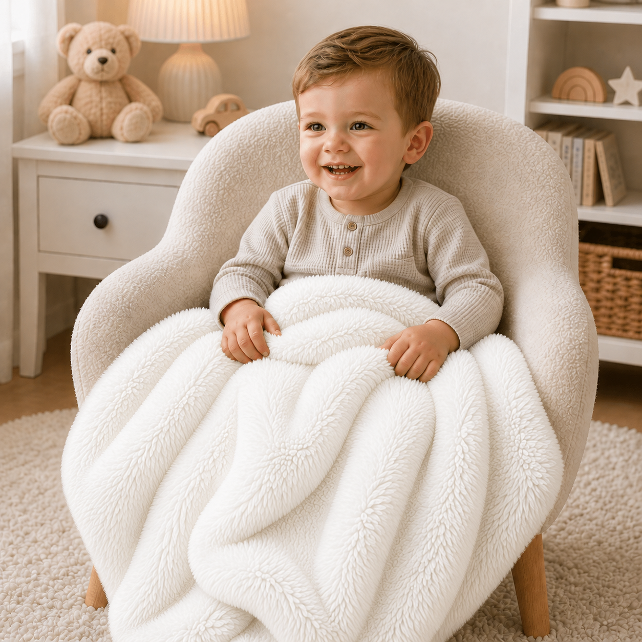 Luxury Faux Fur Baby / Toddler Blanket  - White