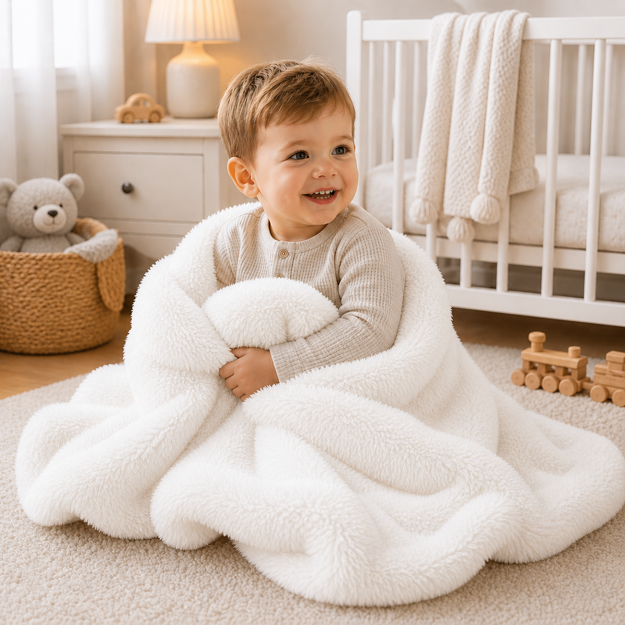 Luxury Faux Fur Baby / Toddler Blanket  - White