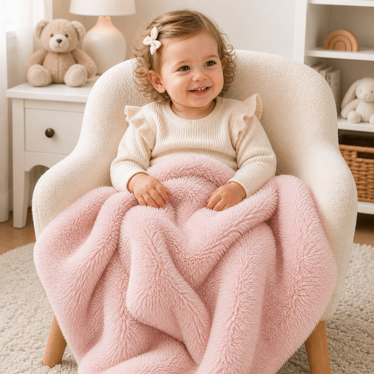 Luxury Faux Fur Baby / Toddler Blanket - Pink - Baby&More