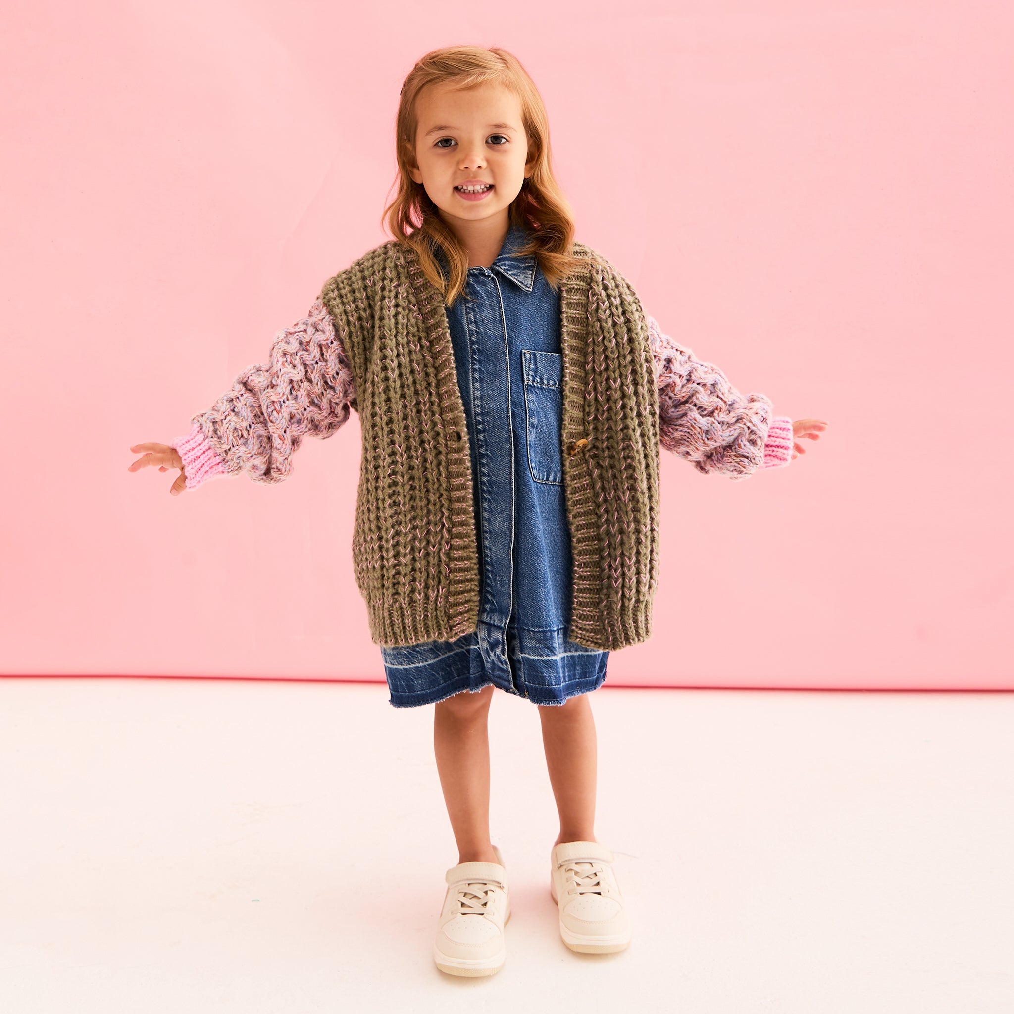 Cara & The Sky Madison Mini Me Oversized Balloon Sleeve Kids Cardigan