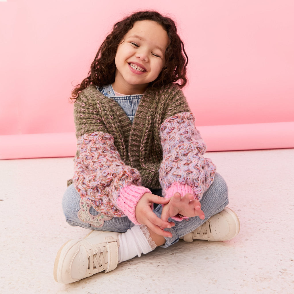 Cara & The Sky Madison Mini Me Oversized Balloon Sleeve Kids Cardigan