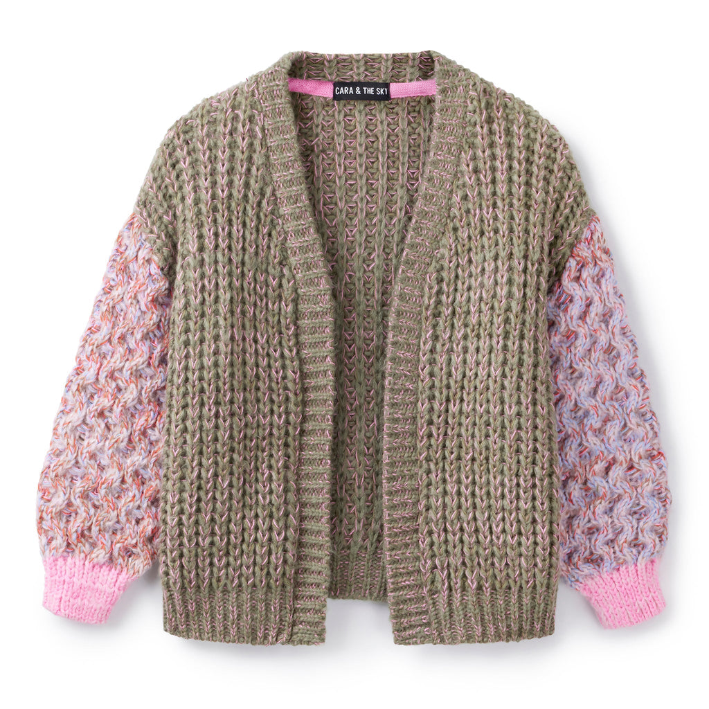 Cara & The Sky Madison Mini Me Oversized Balloon Sleeve Kids Cardigan