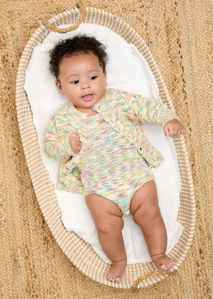The bonniemob Organic Cotton Space-Dye Knitted Baby Bubble Romper