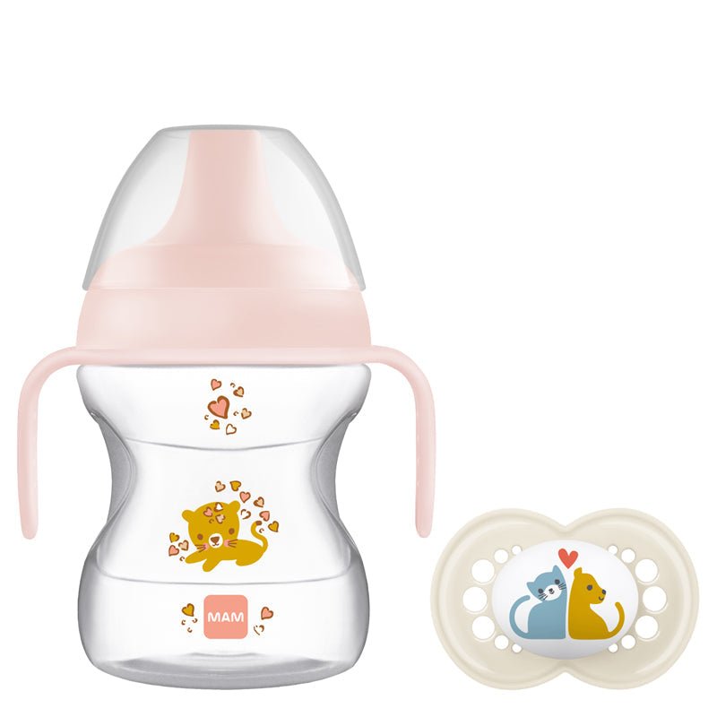 MAM Learn to Drink Cup with Handles and Soother - 190ml - Pink - Baby&More