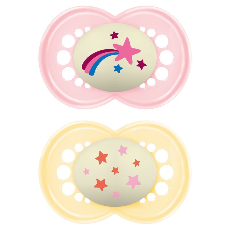 MAM Night Soother Pink Astro - 18-36m - 2 Pack - Baby&More