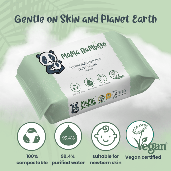 Mama Bamboo Sustainable Baby Wipes - 6 or 12 Packs - Baby&More