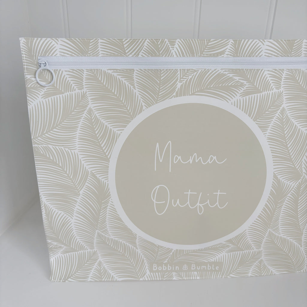 Bobbin and Bumble Hospital Bag Organiser Pouches - Unisex Beige Leaf Print