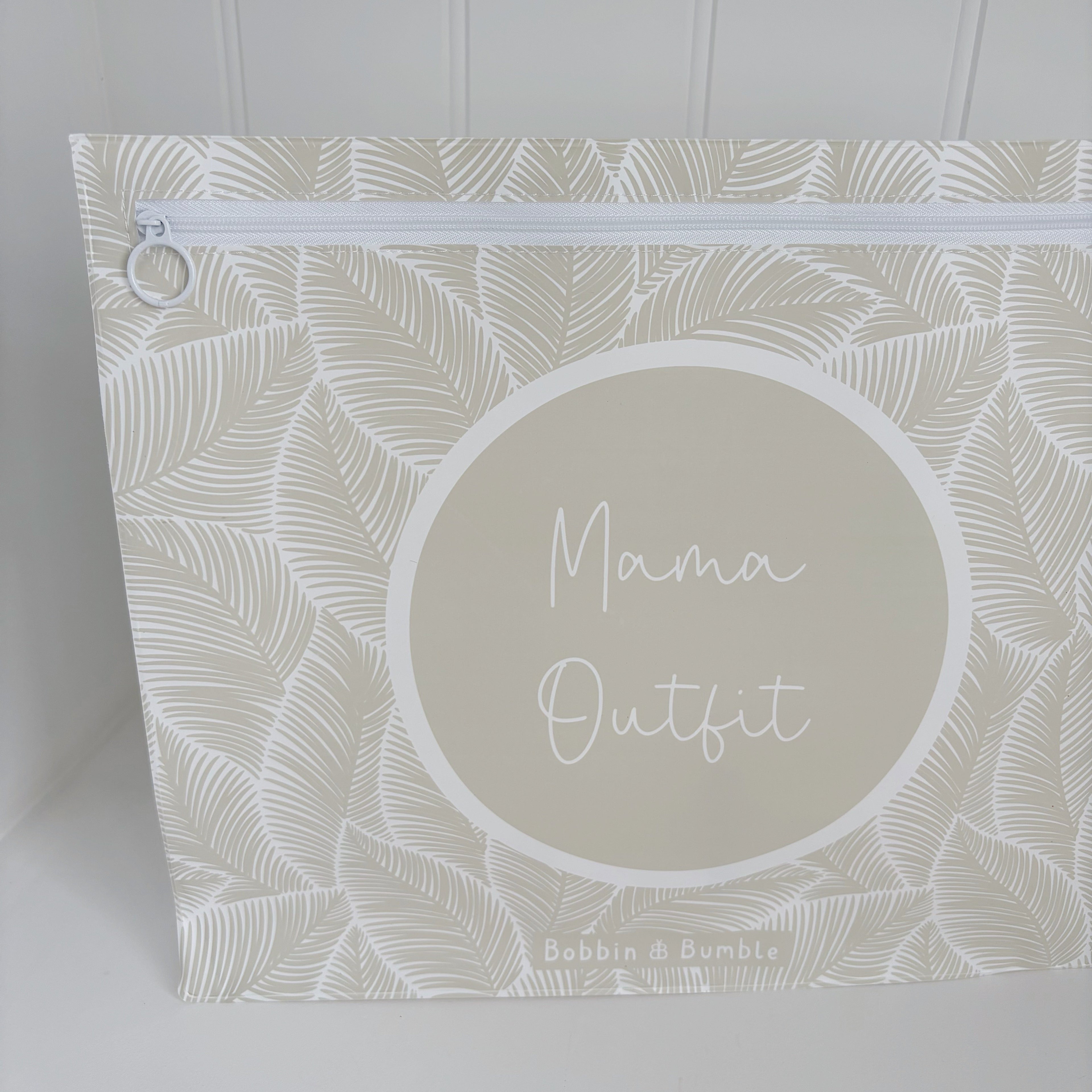 Bobbin and Bumble Hospital Bag Organiser Pouches - Unisex Beige Leaf Print