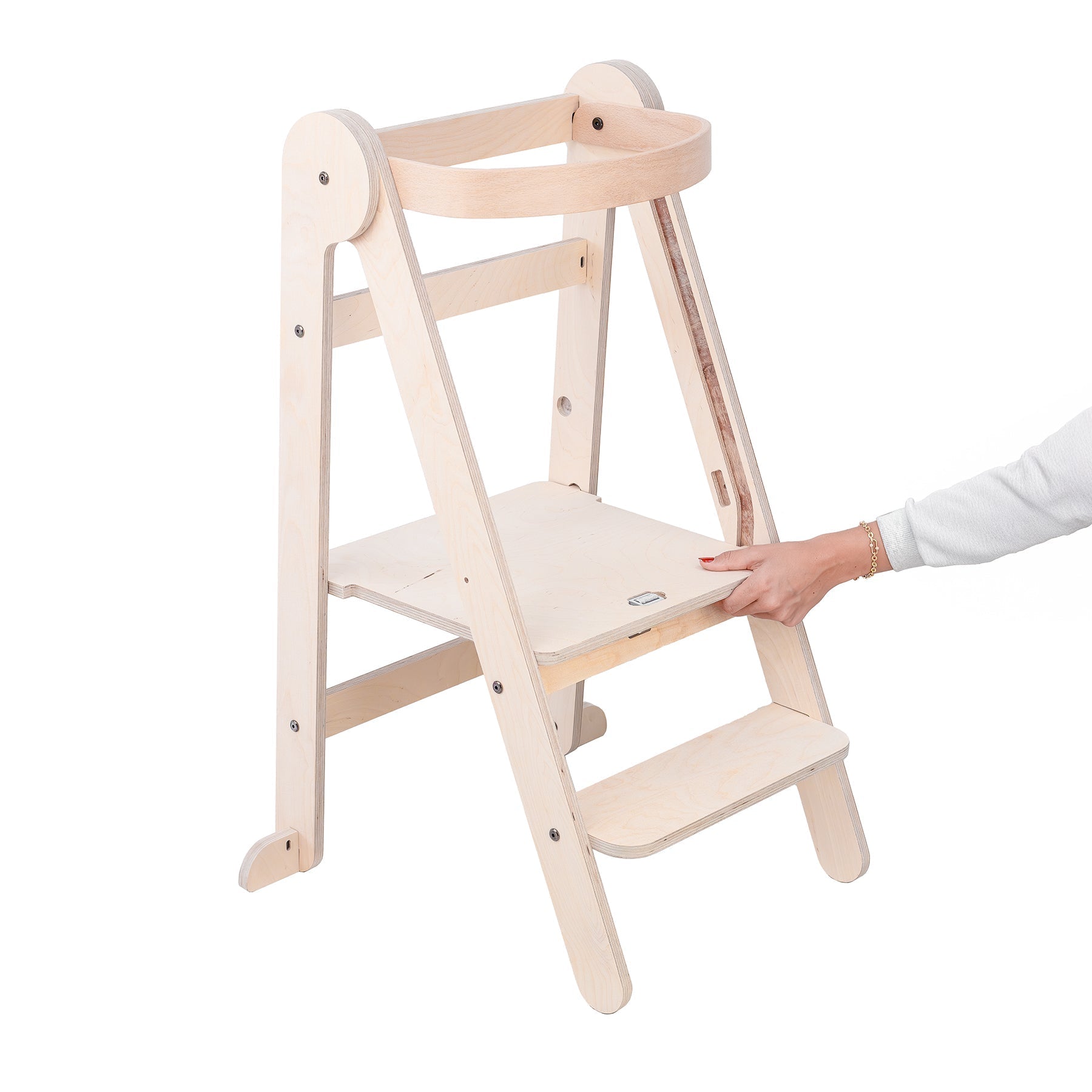 MamaToyz Folding Learning Tower - Natural Beech Wood Montessori Child Safety Platform - Baby&More