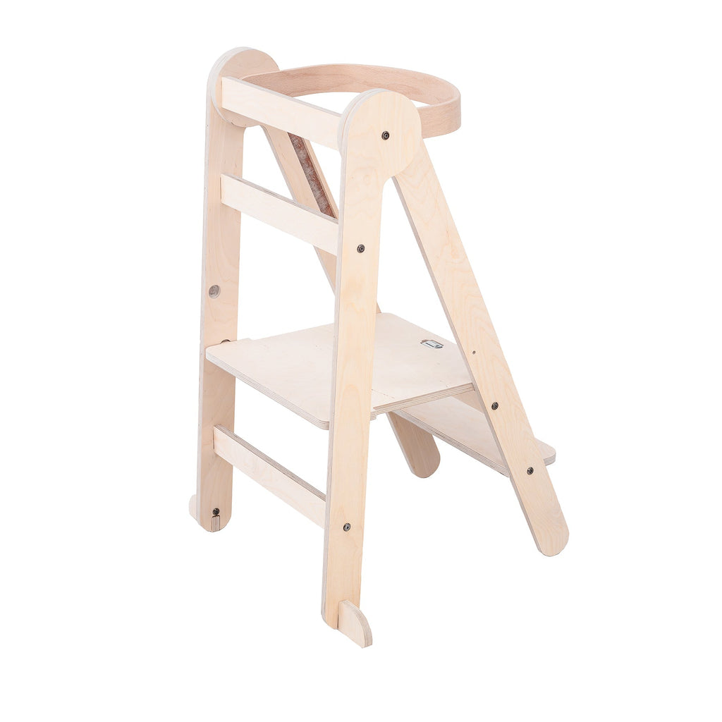 MamaToyz Folding Learning Tower - Natural Beech Wood Montessori Child Safety Platform - Baby&More