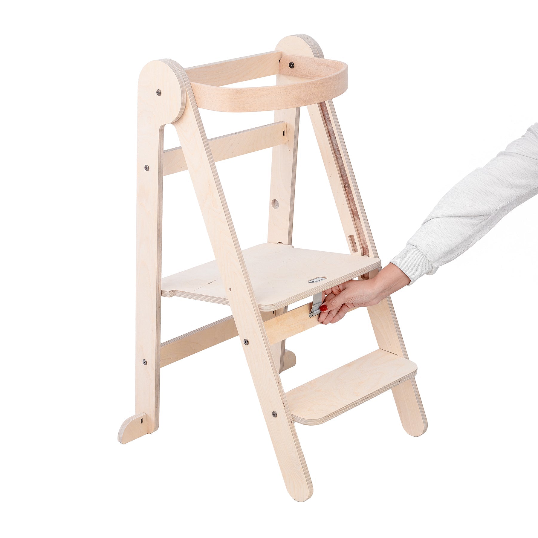 MamaToyz Folding Learning Tower - Natural Beech Wood Montessori Child Safety Platform - Baby&More
