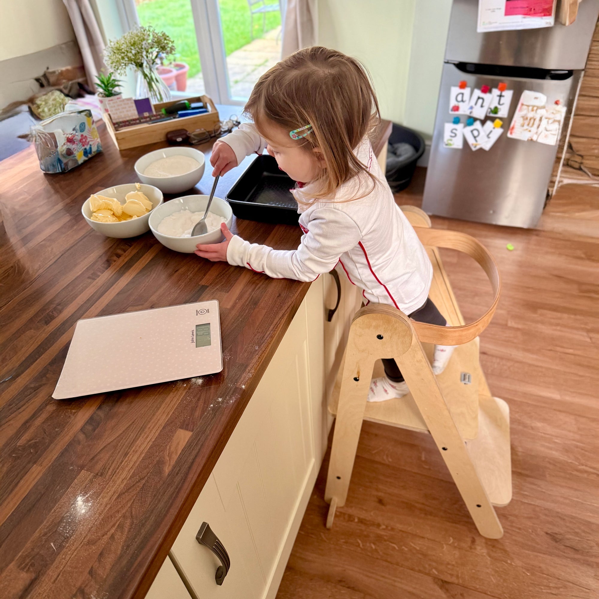 MamaToyz Folding Learning Tower - Natural Beech Wood Montessori Child Safety Platform - Baby&More