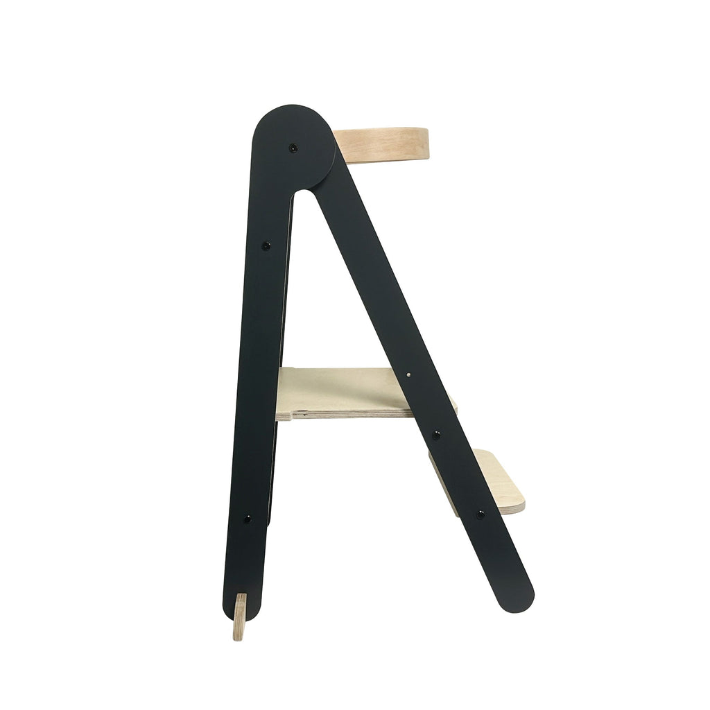 MamaToyz Folding Learning Tower Natural Beech Wood Montessori Child Safety Platform - Dark Grey / Natural - Baby&More