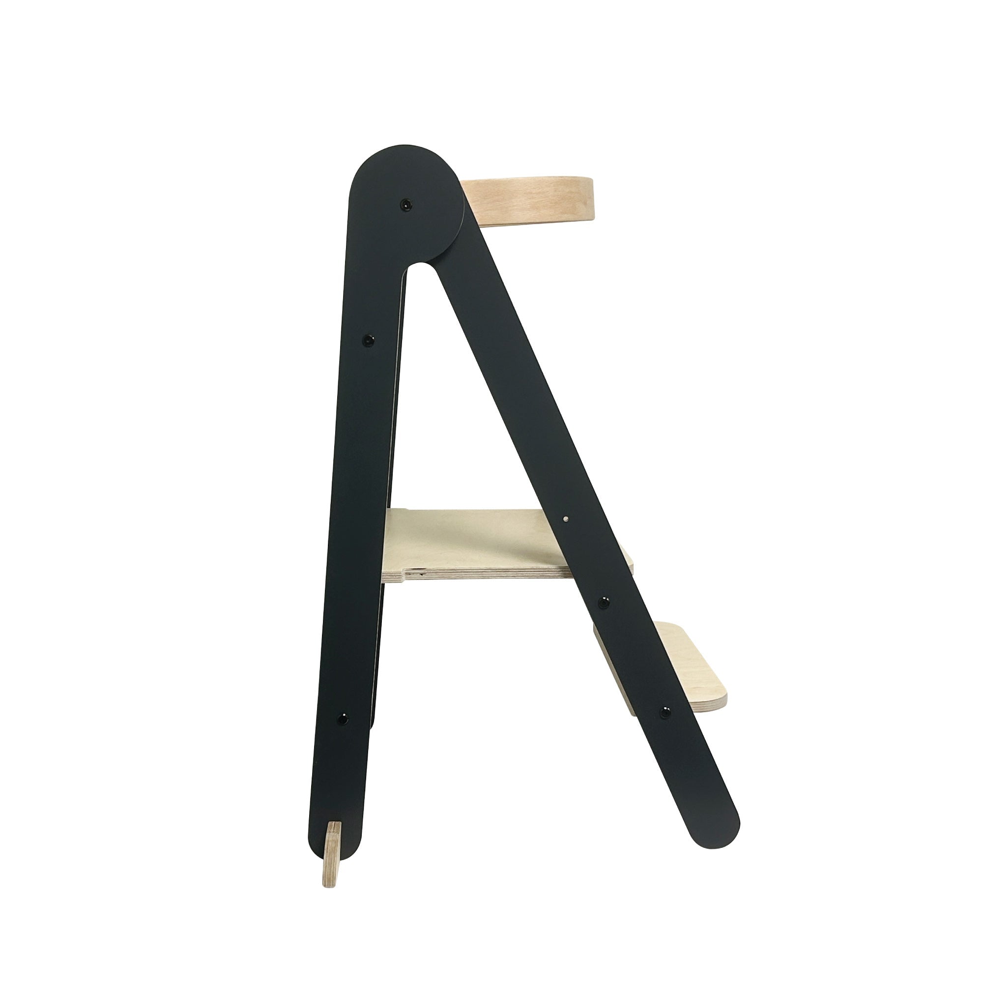MamaToyz Folding Learning Tower Natural Beech Wood Montessori Child Safety Platform - Dark Grey / Natural - Baby&More