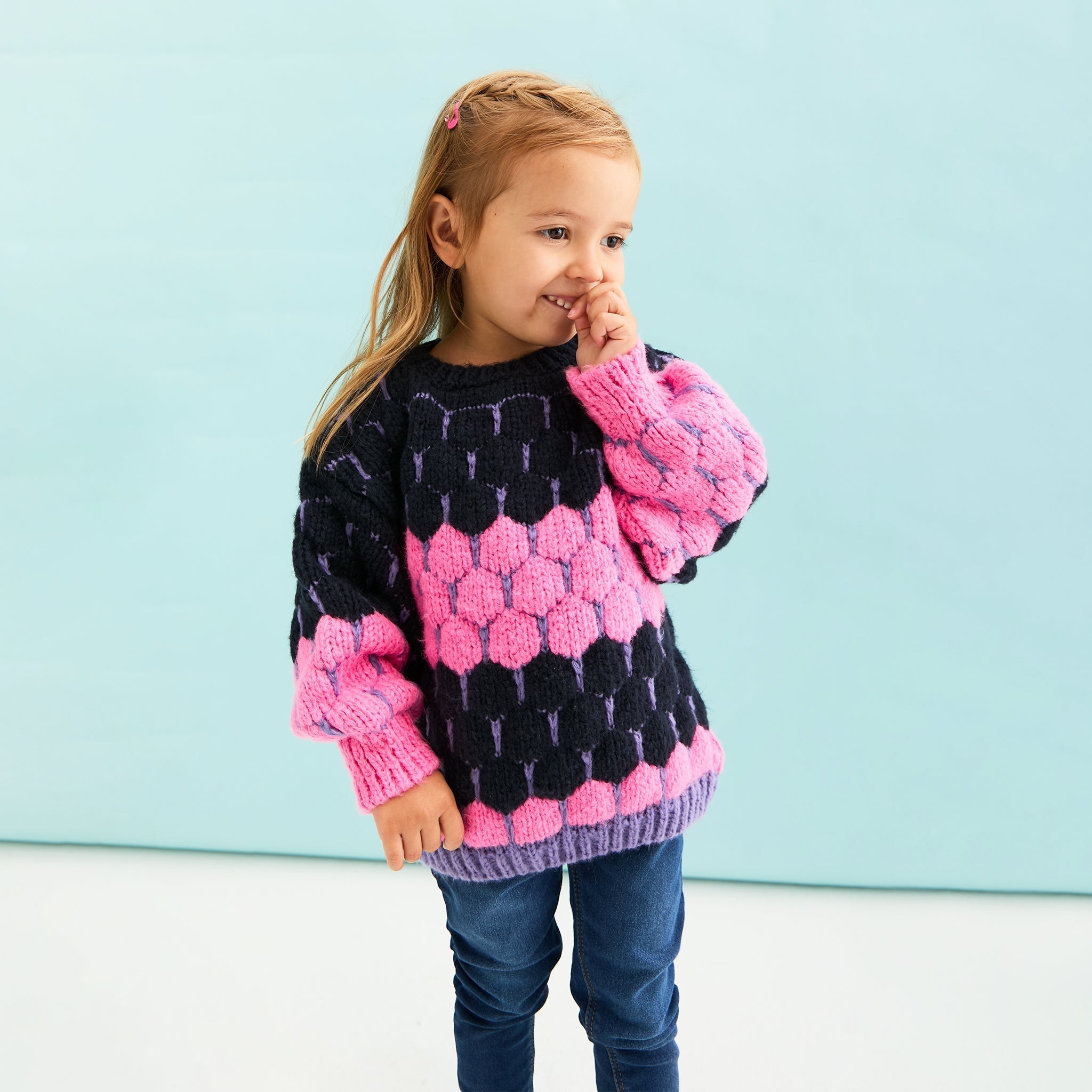 Cara & The Sky Marissa Mini Me Bubble Stitch Stripe Kids Jumper