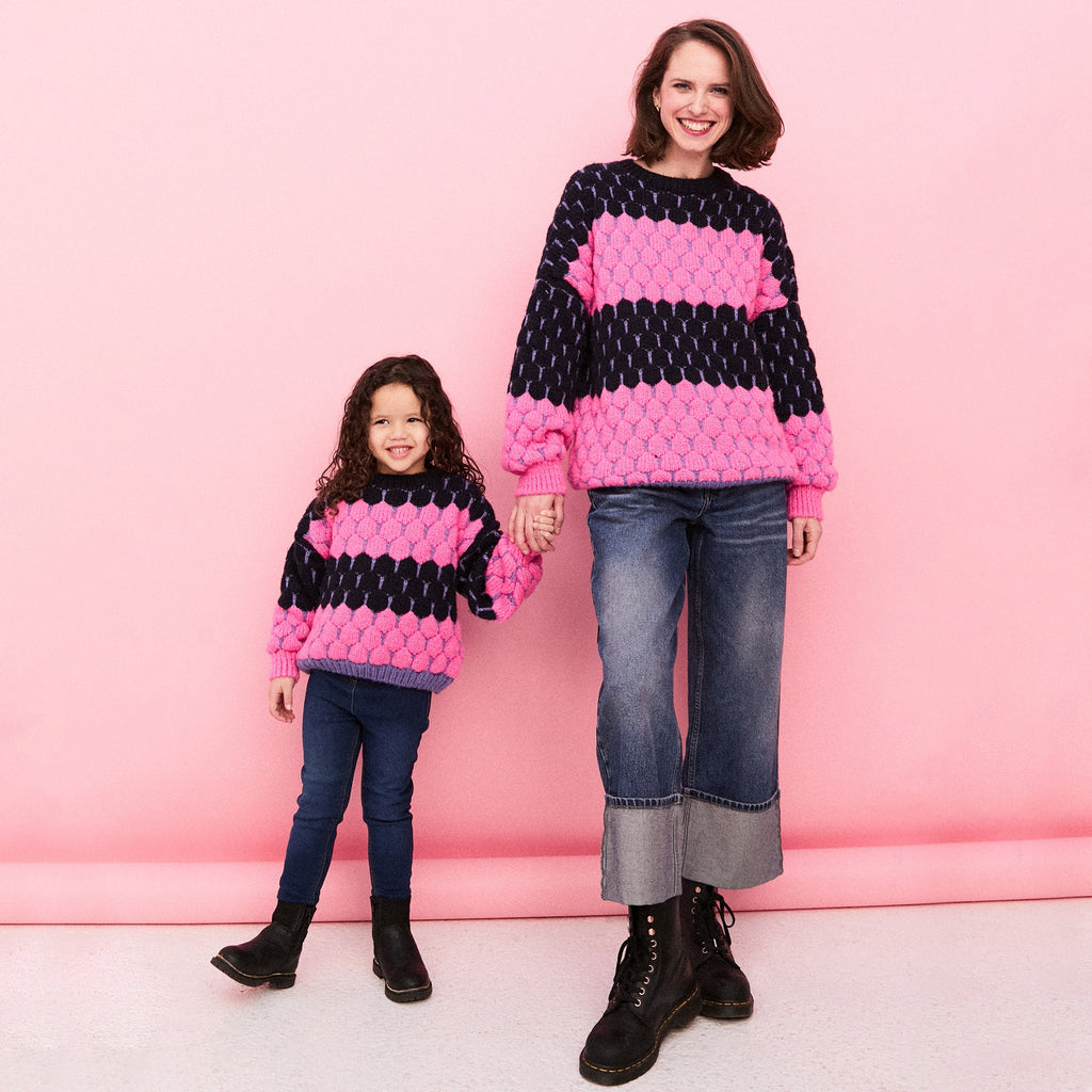 Cara & The Sky Marissa Mini Me Bubble Stitch Stripe Kids Jumper