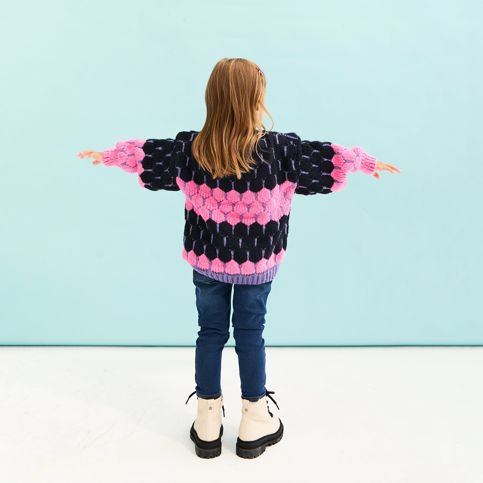 Cara & The Sky Marissa Mini Me Bubble Stitch Stripe Kids Jumper