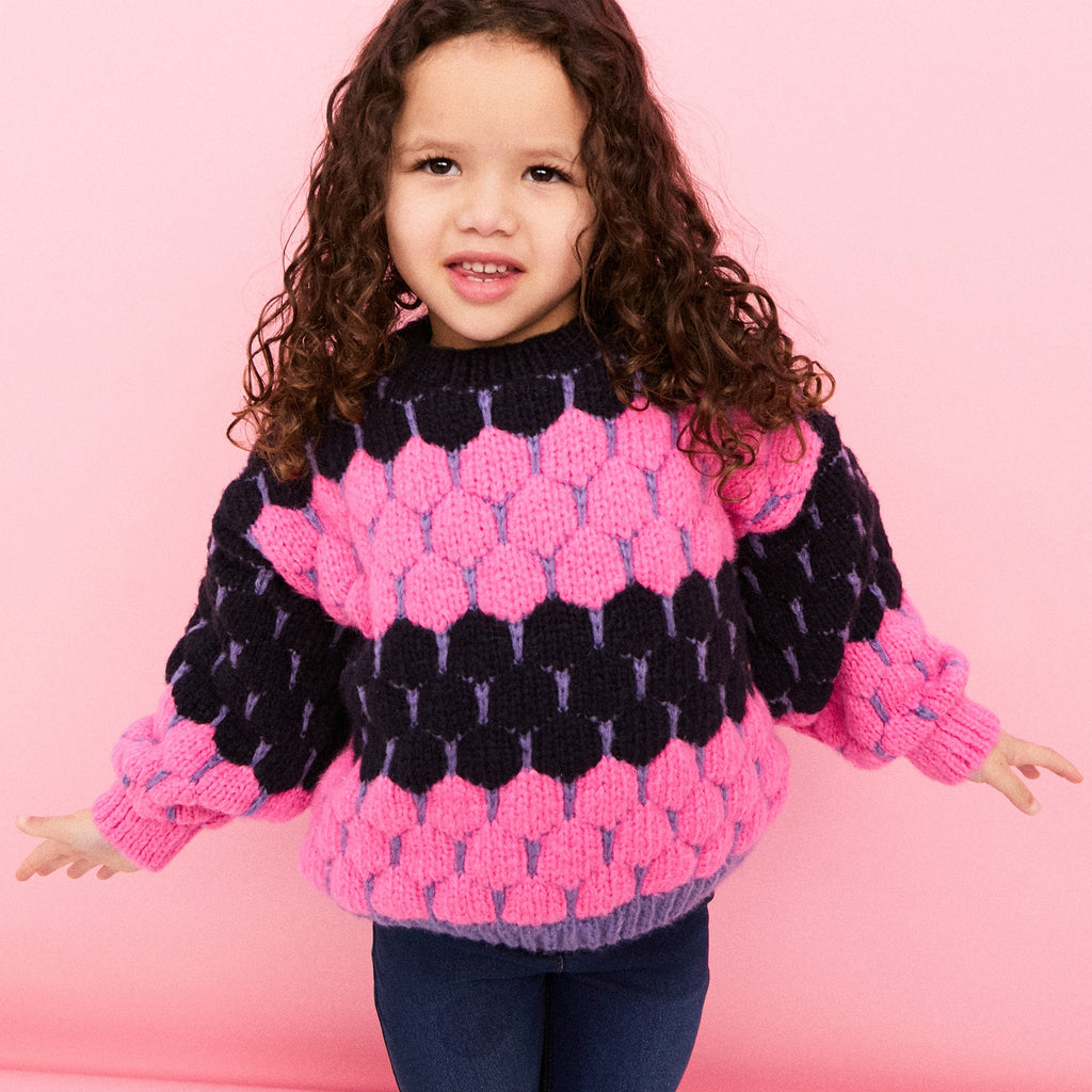 Cara & The Sky Marissa Mini Me Bubble Stitch Stripe Kids Jumper
