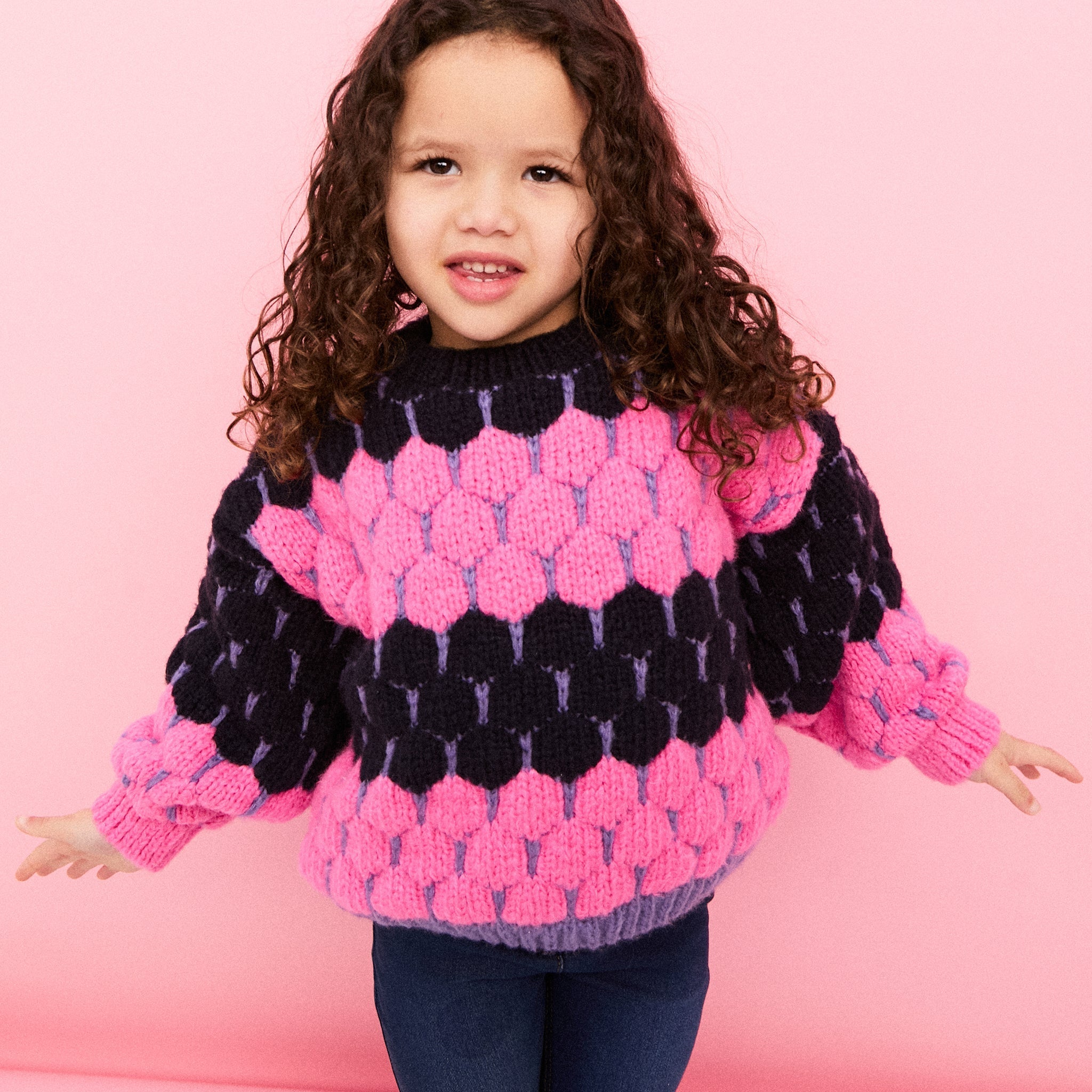 Cara & The Sky Marissa Mini Me Bubble Stitch Stripe Kids Jumper