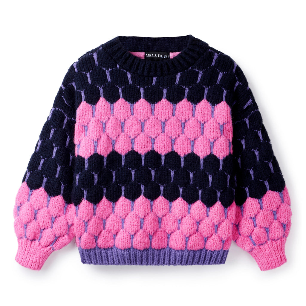 Cara & The Sky Marissa Mini Me Bubble Stitch Stripe Kids Jumper
