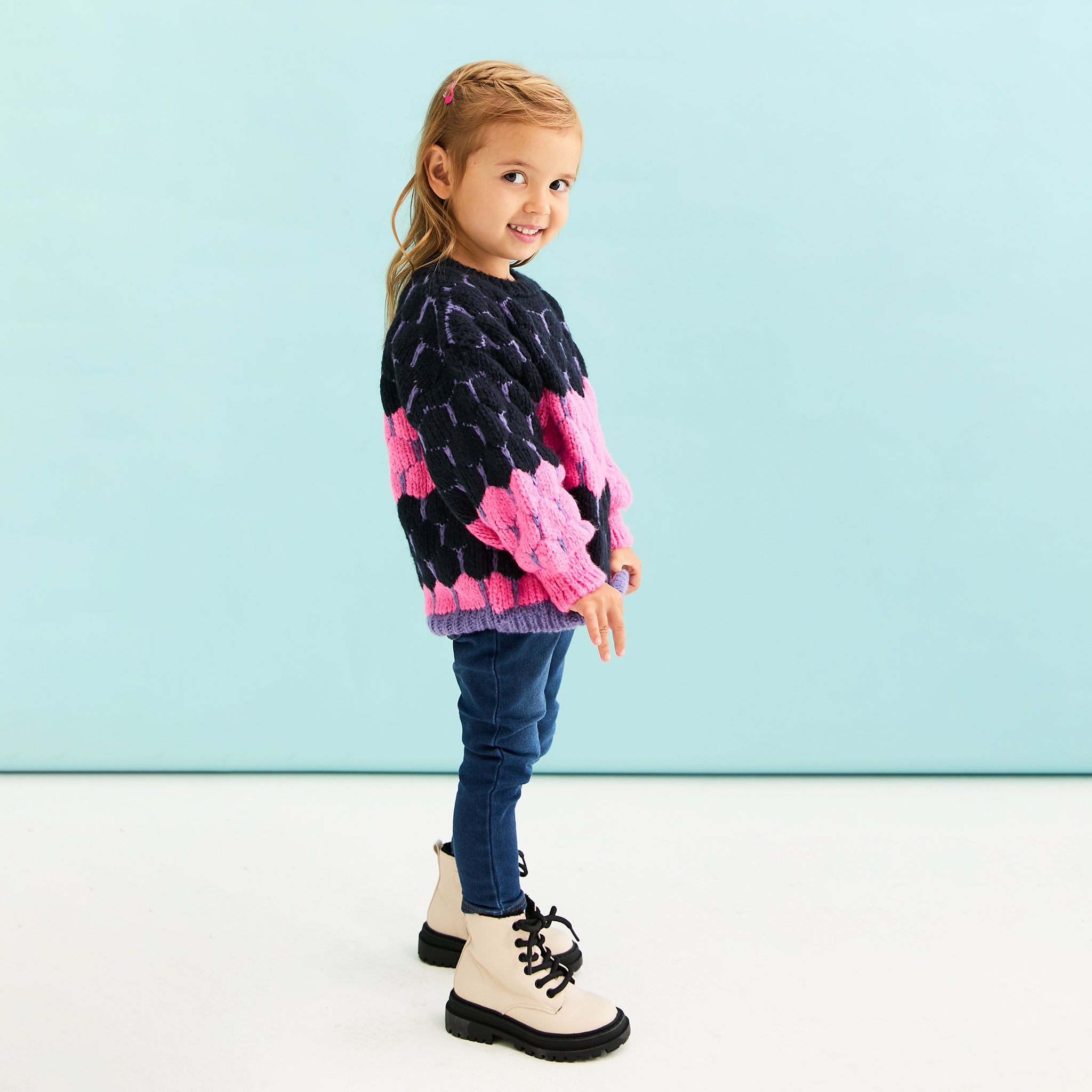 Cara & The Sky Marissa Mini Me Bubble Stitch Stripe Kids Jumper