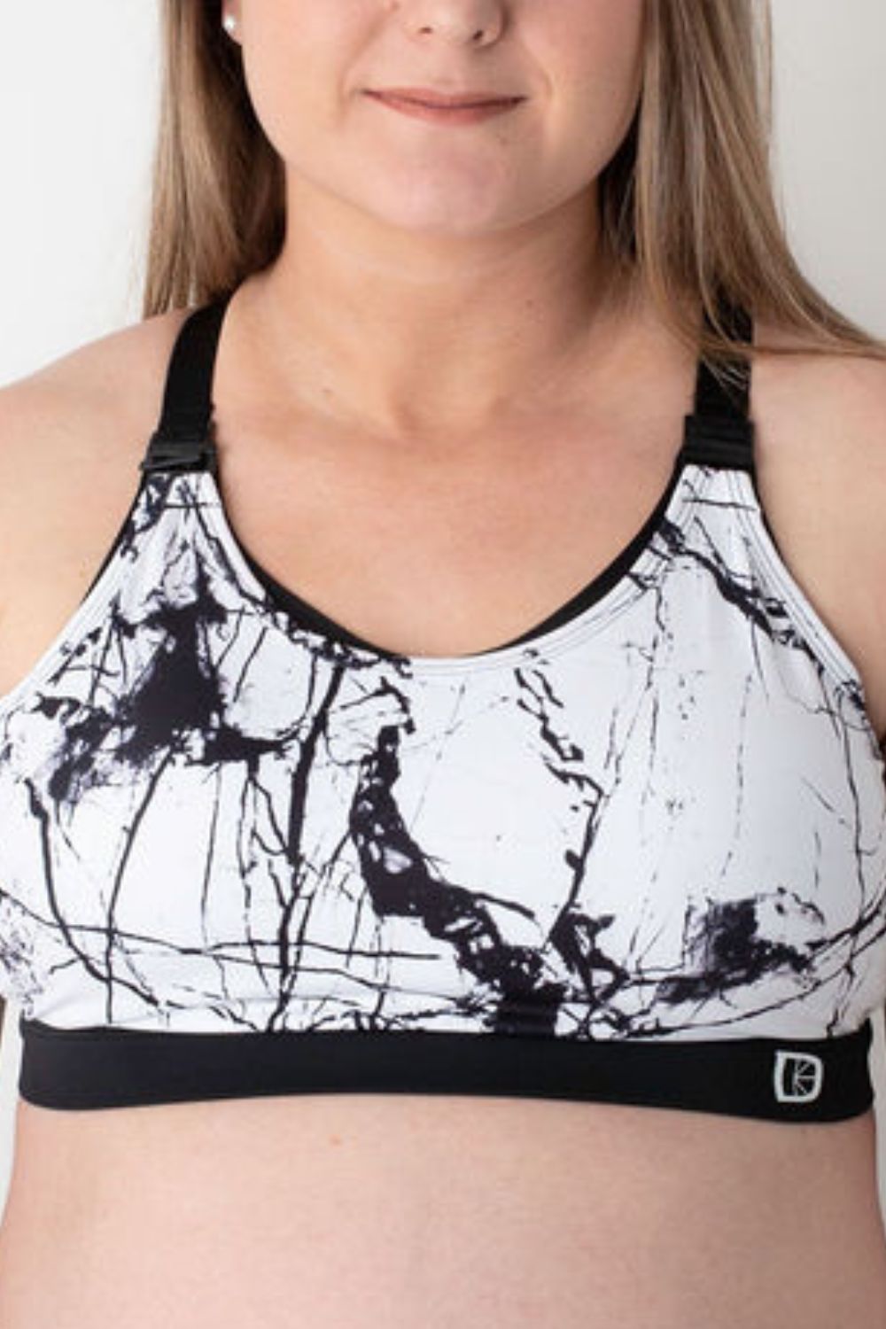 Maternity & Nursing Sports Bra in B - G Cup - Marble Print - Baby&More
