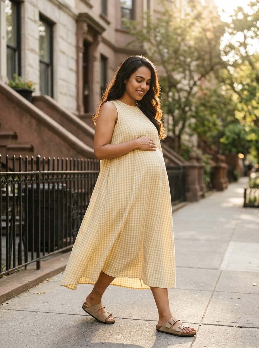 Journy Lucy Maternity / Breastfeeding Dress - Butter Yellow Check Tencel